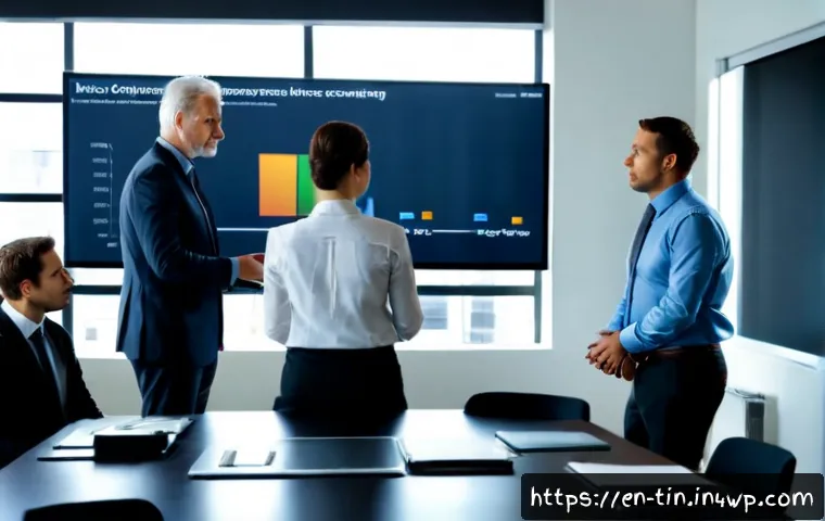 Home 17 위험 평가 모델을 활용한 의사결정 전략 - Photorealistic business decision meeting in a modern American office, diverse team of professionals ...